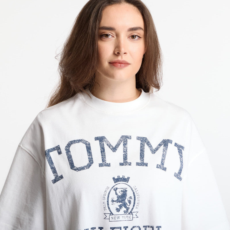Tommy Hilfiger Varsity Crest Rlx Ss T-Shirt Ecru