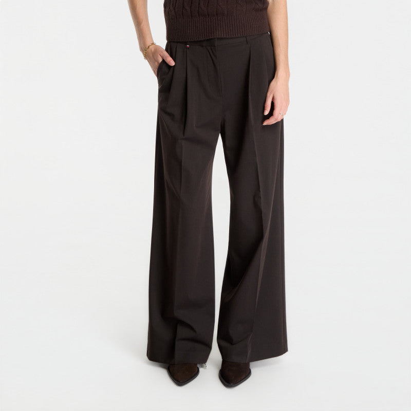Tommy Hilfiger Viscose Blend Wide Leg Chocolate