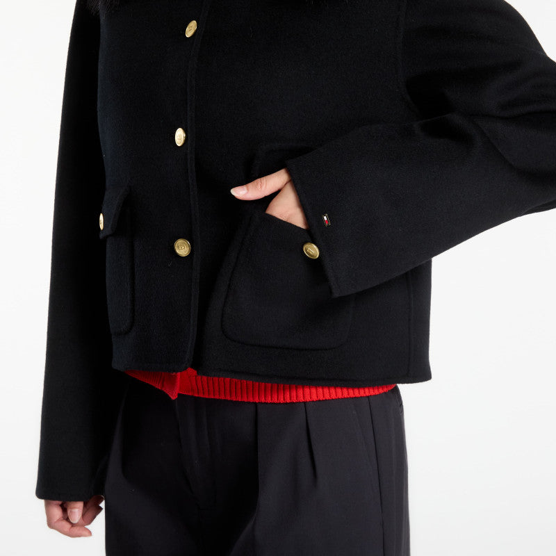 Tommy Hilfiger Df Wool Lady Jacket With Fur Black